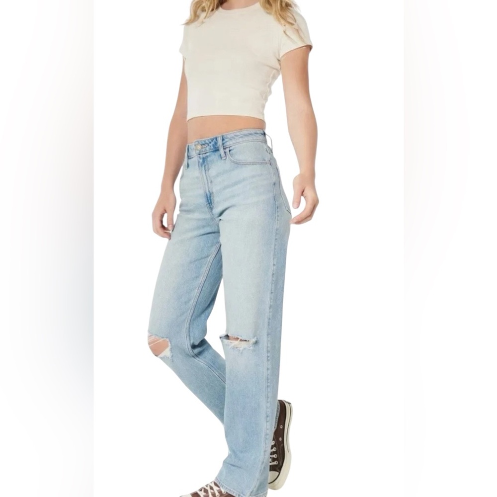 Hollister Light Wash Straight Leg Ultra High-Rise Dad Jeans Size 1S W25 L29 EUC